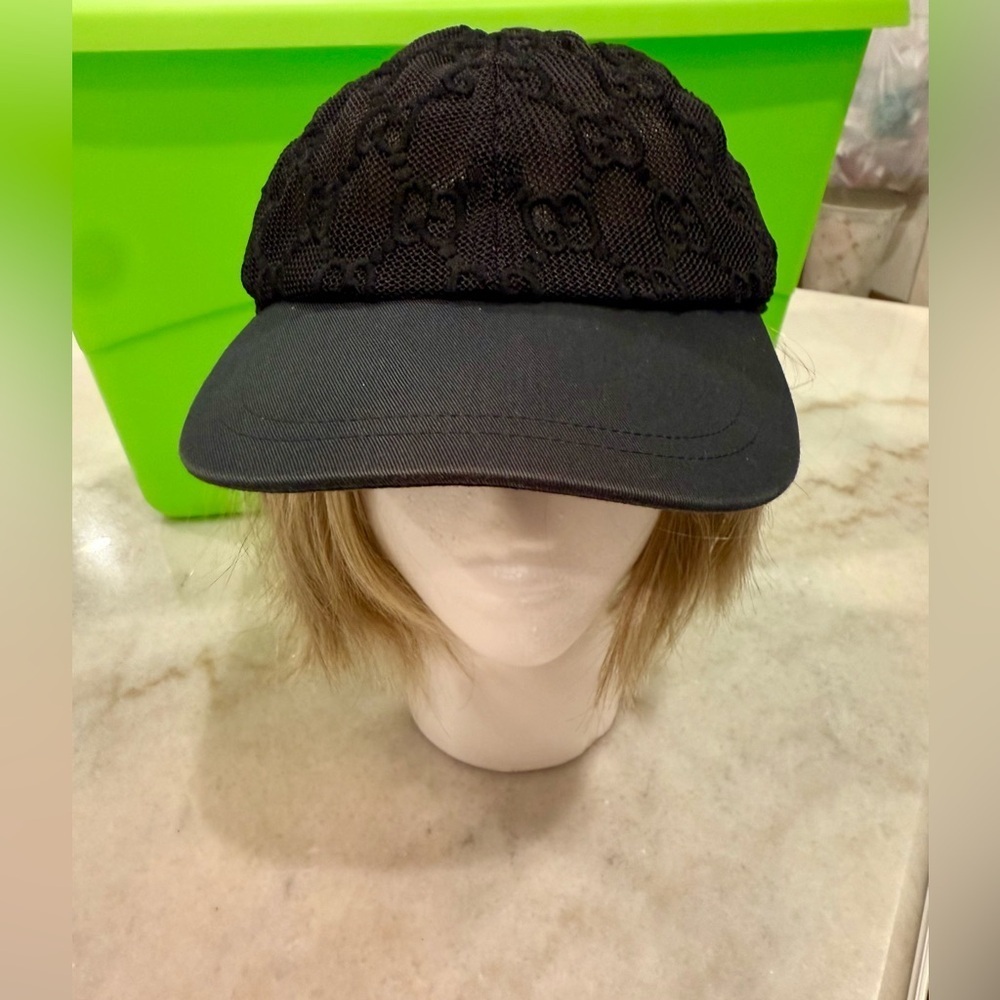 Gucci Black Lace Mesh Baseball Hat Size XL